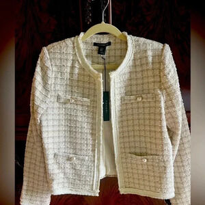 Tahari Cream Textured Blazer